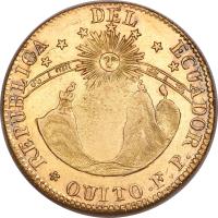 reverse of 4 Escudos (1836 - 1841) coin with KM# 19 from Ecuador.