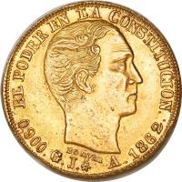 obverse of 50 Francos (1862) coin with KM# Pn10 from Ecuador.