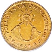 reverse of 1 Escudo (1833 - 1845) coin with KM# 15 from Ecuador.