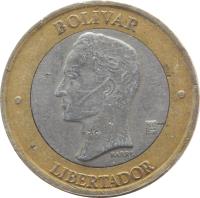 Venezuela coin 1000 Bolívars (2005) obverse obverse of 1000 Bolívars (2005) coin with Y# 85 from Venezuela. Inscription: BOLÍVAR BARRE LIBERTADOR