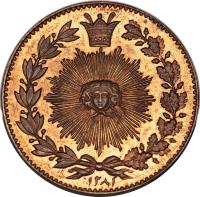 Iran coin 50 Dīnār - Nasser al-Din Shah Qajar (1865) reverse reverse of 50 Dīnār - Nasser al-Din Shah Qajar (1865) coin with KM# Pn3 from Iran.