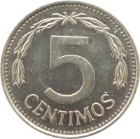 reverse of 5 Céntimos (1986) coin with Y# 49b from Venezuela. Inscription: 5 CENTIMOS