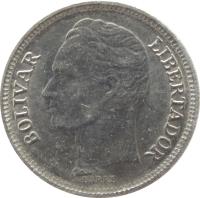 obverse of 50 Céntimos (1988 - 1990) coin with Y# 41a from Venezuela. Inscription: BOLIVAR LIBERTADOR BARRE