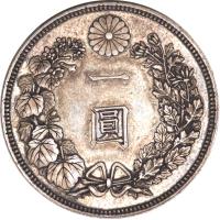 reverse of 1 Yen - Meiji (1901) coin with KM# Pn32 from Japan.