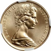 obverse of 200 Dollars - Elizabeth II - Koala - 2'nd Portrait (1980 - 1984) coin with KM# 71 from Australia. Inscription: ELIZABETH II AUSTRALIA 1983