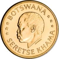 obverse of 10 Thebe - Independence (1966) coin with KM# 2 from Botswana. Inscription: BOTSWANA J.H. WASER SERETSE KHAMA