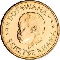 Botswana coin 10 Thebe - Independence (1966) obverse obverse of 10 Thebe - Independence (1966) coin with KM# 2 from Botswana. Inscription: BOTSWANA J.H. WASER SERETSE KHAMA