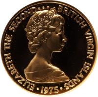 British Virgin Islands coin 100 Dollars - Elizabeth II - 2'nd Portrait (1975) obverse obverse of 100 Dollars - Elizabeth II - 2'nd Portrait (1975) coin with KM# 7 from British Virgin Islands. Inscription: ELIZABETH THE SECOND · · · BRITISH VIRGIN ISLANDS · 1975 ·