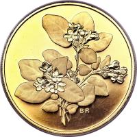 reverse of 350 Dollars - Elizabeth II - Mayflower Flower (2001) coin with KM# 433 from Canada. Inscription: BR