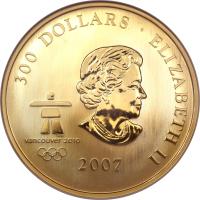 Canada coin 300 Dollars - Elizabeth II - Olympics (2007) obverse obverse of 300 Dollars - Elizabeth II - Olympics (2007) coin with KM# 752 from Canada.