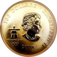 obverse of 300 Dollars - Elizabeth II - Olympics (2008) coin with KM# 830 from Canada.