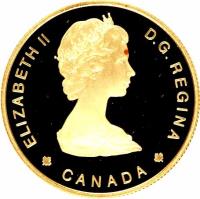 Canada coin 100 Dollars - Elizabeth II - Jacques Cartier (1984) obverse obverse of 100 Dollars - Elizabeth II - Jacques Cartier (1984) coin with KM# 142 from Canada. Inscription: ELIZABETH II D · G · REGINA CANADA