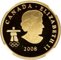 Canada coin 75 Dollars - Elizabeth II - Home of the 2010 Olympics (2008) obverse obverse of 75 Dollars - Elizabeth II - Home of the 2010 Olympics (2008) coin with KM# 947 from Canada. Inscription: CANADA · ELIZABETH II 2008