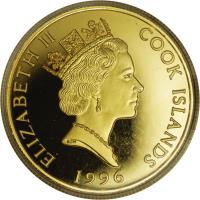 Cook Islands coin 250 Dollars - Elizabeth II - Olympic National Park - 3'rd Portrait (1996) obverse obverse of 250 Dollars - Elizabeth II - Olympic National Park - 3'rd Portrait (1996) coin with KM# 295 from Cook Islands. Inscription: ELIZABETH II COOK ISLANDS 1996