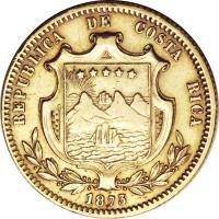 obverse of 5 Pesos (1873) coin with KM# 118 from Costa Rica.