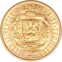 obverse of 30 Pesos - Trujillo (1955) coin with KM# 24 from Dominican Republic.