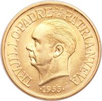 reverse of 30 Pesos - Trujillo (1955) coin with KM# 24 from Dominican Republic.