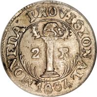 El Salvador coin 2 Reales (1833 - 1834) reverse reverse of 2 Reales (1833 - 1834) coin with KM# 11.6 from El Salvador. Inscription: Moneda Provisional 1834