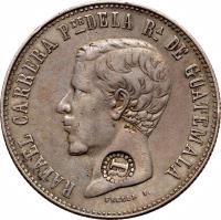 obverse of 4 Reales - Countermarked (1862 - 1863) coin with KM# 96 from El Salvador.