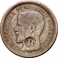 obverse of 2 Reales - Countermarked (1862 - 1863) coin with KM# 93 from El Salvador.