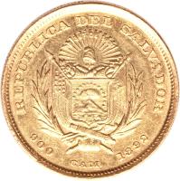 El Salvador coin 10 Pesos (1892) obverse obverse of 10 Pesos (1892) coin with KM# 118 from El Salvador.
