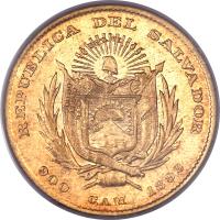 El Salvador coin 2 1/2 Pesos (1892) obverse obverse of 2 1/2 Pesos (1892) coin with KM# 116 from El Salvador. Inscription: REPUBLICA DEL SALVADOR 900 C.A.M. 1892
