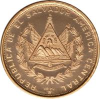 obverse of 50 Colones - Independence (1971) coin with KM# 144 from El Salvador. Inscription: REPUBLICA DE EL SALVADOR AMERICA CENTRAL 1971