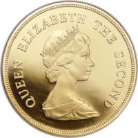 obverse of 150 Pounds - Elizabeth II - Falkland Fur Seal (1979) coin with KM# 13 from Falkland Islands. Inscription: QUEEN ELIZABETH THE SECOND