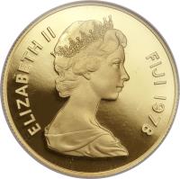 obverse of 250 Dollars - Elizabeth II - Banded Iguana (1978) coin with KM# 43 from Fiji. Inscription: ELIZABETH II FIJI 1978
