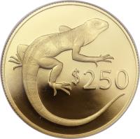 reverse of 250 Dollars - Elizabeth II - Banded Iguana (1978) coin with KM# 43 from Fiji. Inscription: $250