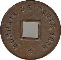 French Cochinchina coin 1 Sapèque - Essai (1878) obverse obverse of 1 Sapèque - Essai (1878) coin with KM# E1 from French Cochinchina. Inscription: MONNAIE DE PARIS 1878