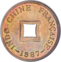 obverse of 2 Sapèque (1887) coin with KM# E1 from French Indochina.