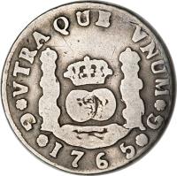 reverse of 2 Reales - Carlos III (1760 - 1771) coin with KM# 25 from Guatemala.