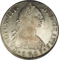 obverse of 8 Reales - Carlos III (1786 - 1787) coin with KM# 36a from Guatemala.
