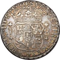obverse of 8 Reales - Carlos III (1760 - 1771) coin with KM# 27 from Guatemala.
