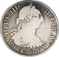 obverse of 4 Reales - Carlos III (1787) coin with KM# 35a from Guatemala.