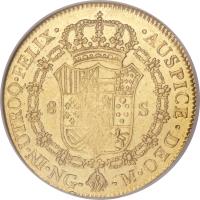 reverse of 8 Escudos - Fernando VII (1808 - 1817) coin with KM# 71 from Guatemala.