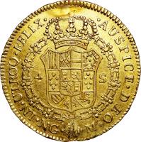 reverse of 4 Escudos - Carlos IV (1794 - 1801) coin with KM# 57 from Guatemala.