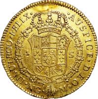Guatemala coin 4 Escudos - Carlos IV (1794 - 1801) reverse reverse of 4 Escudos - Carlos IV (1794 - 1801) coin with KM# 57 from Guatemala.