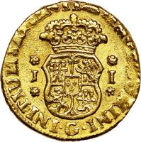 reverse of 1 Escudo - Fernando VI (1751) coin with KM# A6 from Guatemala.