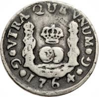 reverse of 1 Real - Carlos III (1760 - 1771) coin with KM# 24 from Guatemala.