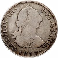obverse of 4 Reales - Carlos III (1772 - 1785) coin with KM# 35 from Guatemala.