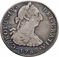 obverse of 4 Reales - Carlos IV (1789 - 1790) coin with KM# 44 from Guatemala.