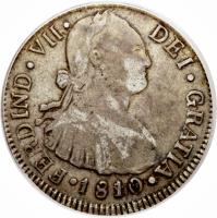 obverse of 2 Reales - Fernando VII (1808 - 1810) coin with KM# 62 from Guatemala.