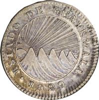 obverse of 1 Real - Provisional Coinage (1829) coin with KM# 75 from Guatemala.