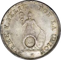 reverse of 8 Reales - Countermarked (1840) coin with KM# 120.2 from Guatemala.