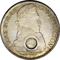 obverse of 8 Reales - Countermarked (1840) coin with KM# 112.1 from Guatemala.