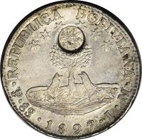 reverse of 8 Reales - Countermarked (1840) coin with KM# 112.1 from Guatemala.