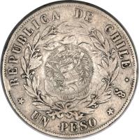 Guatemala coin 1 Peso - Countermarked (1853 - 1855) reverse reverse of 1 Peso - Countermarked (1853 - 1855) coin with KM# 215 from Guatemala.
