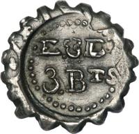 obverse of 3 Bits - George III - Emergency Issue (1808) coin with KM# 1 from Demerara and Essequibo. Inscription: E&D 3. BTS
